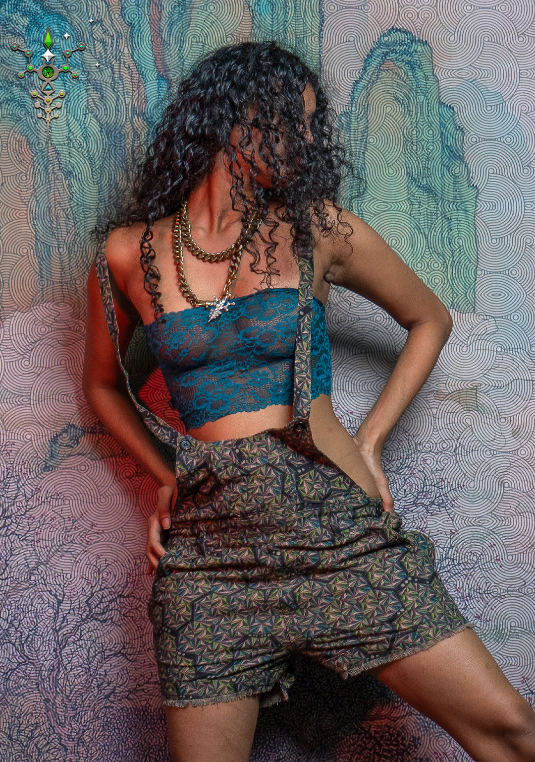 Woman Crop Top / Braband Elastic Lace - TEAL